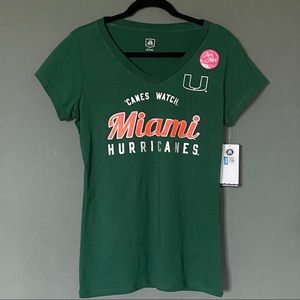 Miami Hurricanes Woman’s V Neck Tee by J•American